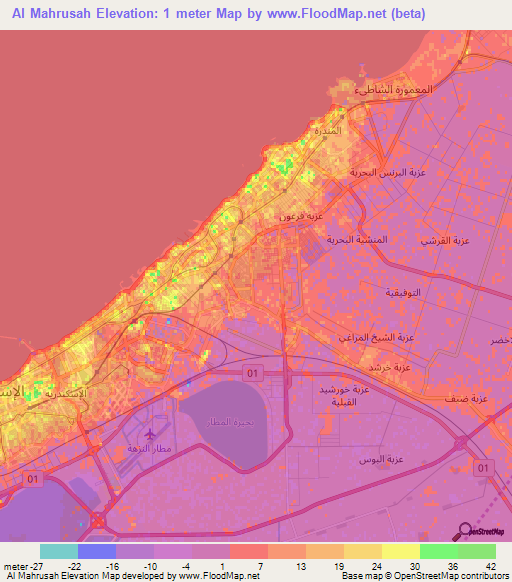 Al Mahrusah,Egypt Elevation Map