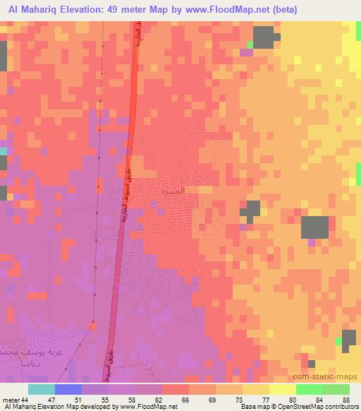 Al Mahariq,Egypt Elevation Map