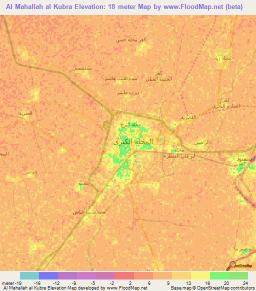 Al Mahallah al Kubra,Egypt Elevation Map