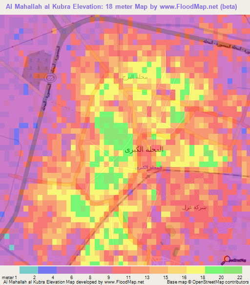 Al Mahallah al Kubra,Egypt Elevation Map