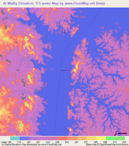 Al Madiq,Egypt Elevation Map