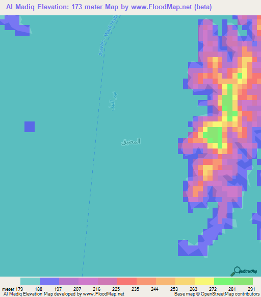 Al Madiq,Egypt Elevation Map