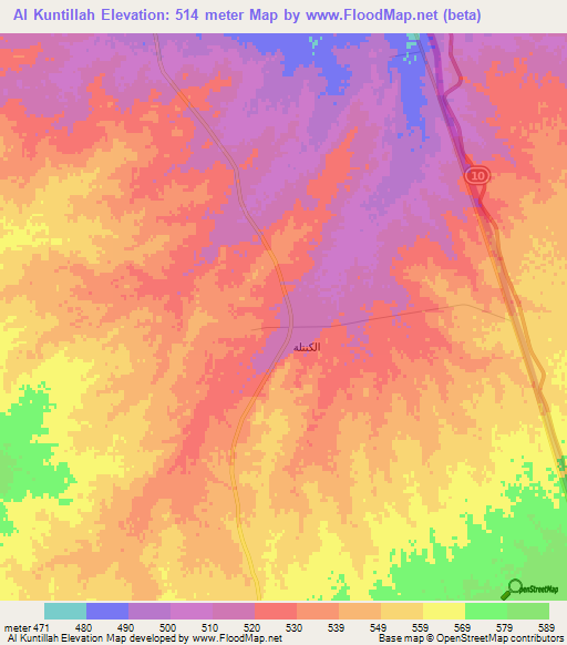 Al Kuntillah,Egypt Elevation Map