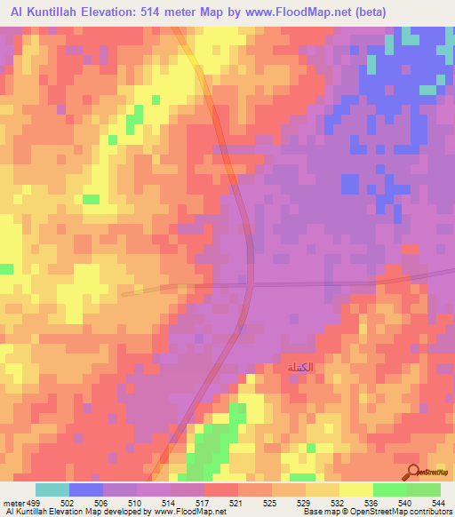 Al Kuntillah,Egypt Elevation Map