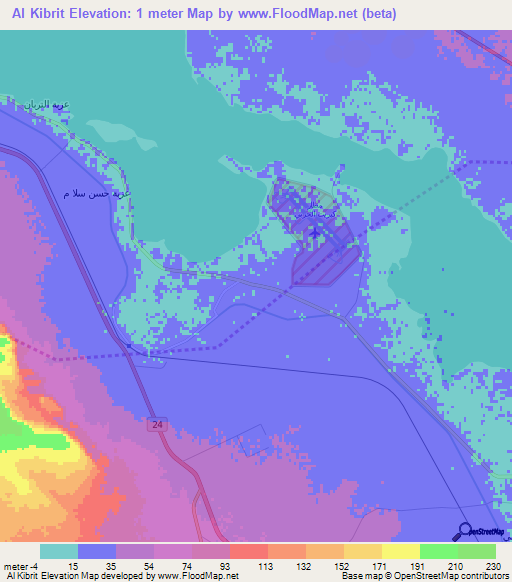 Al Kibrit,Egypt Elevation Map