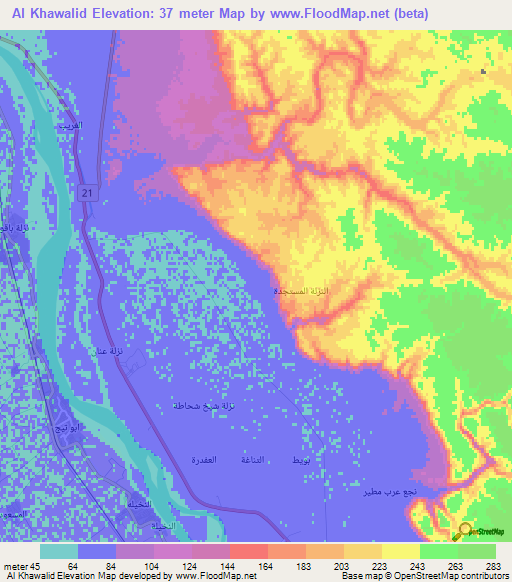 Al Khawalid,Egypt Elevation Map