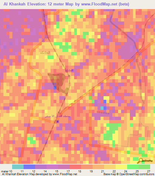 Al Khankah,Egypt Elevation Map