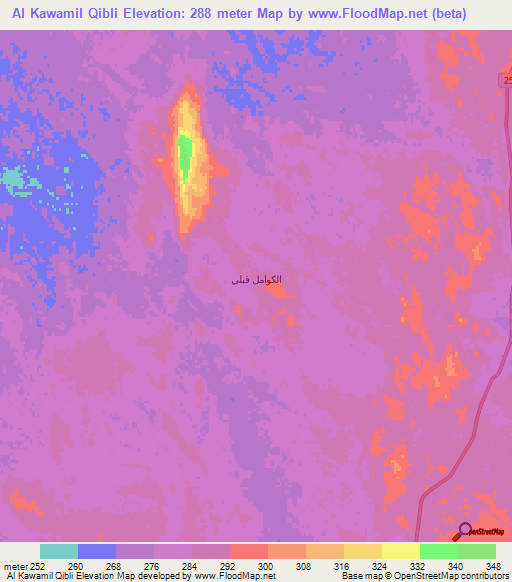 Al Kawamil Qibli,Egypt Elevation Map