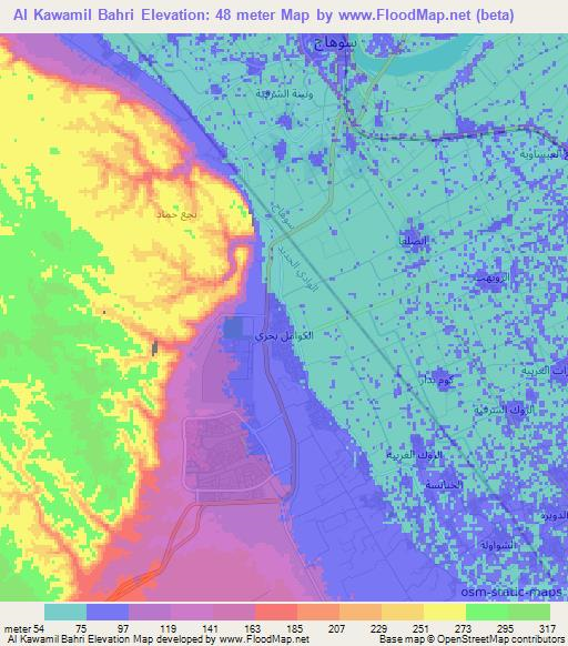 Al Kawamil Bahri,Egypt Elevation Map