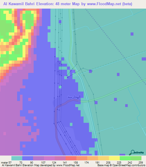 Al Kawamil Bahri,Egypt Elevation Map