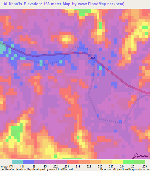 Al Kana'is,Egypt Elevation Map