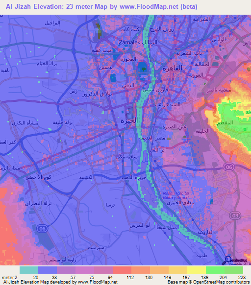 Al Jizah,Egypt Elevation Map