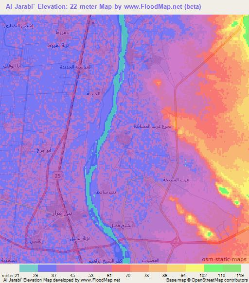 Al Jarabi`,Egypt Elevation Map