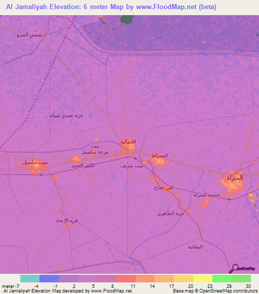 Al Jamaliyah,Egypt Elevation Map