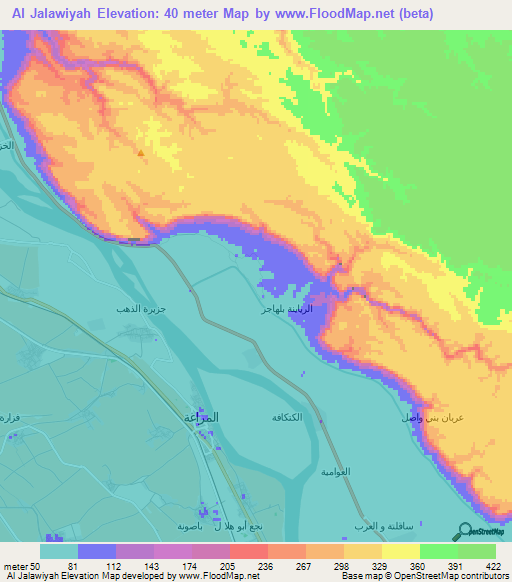 Al Jalawiyah,Egypt Elevation Map