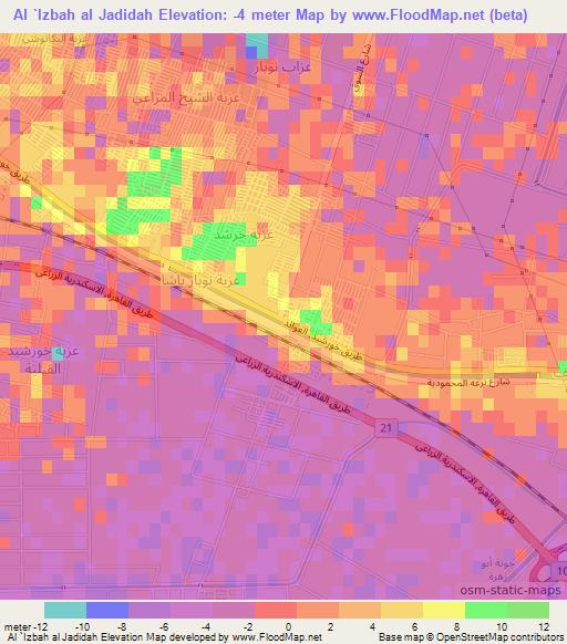 Al `Izbah al Jadidah,Egypt Elevation Map