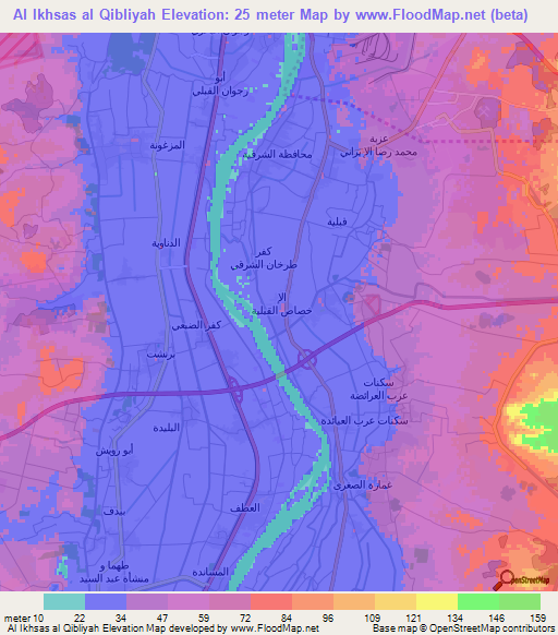 Al Ikhsas al Qibliyah,Egypt Elevation Map