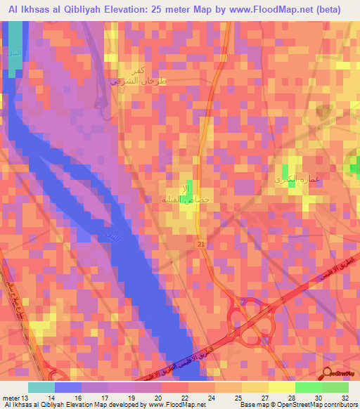 Al Ikhsas al Qibliyah,Egypt Elevation Map