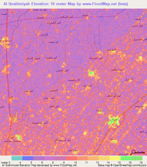 Al Ibrahimiyah,Egypt Elevation Map