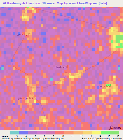 Al Ibrahimiyah,Egypt Elevation Map