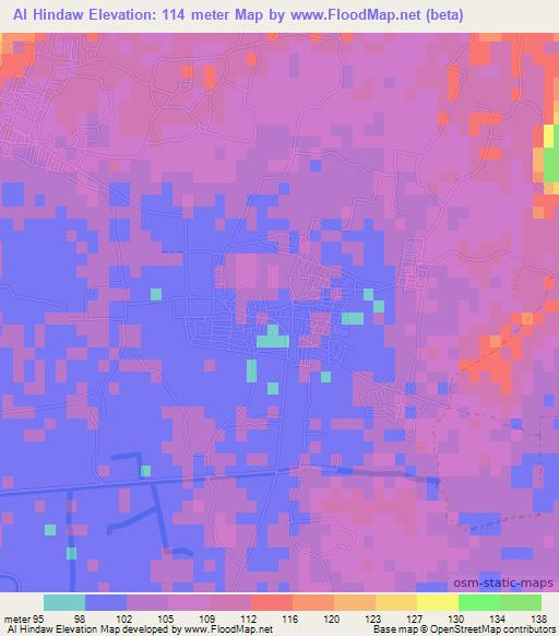 Al Hindaw,Egypt Elevation Map