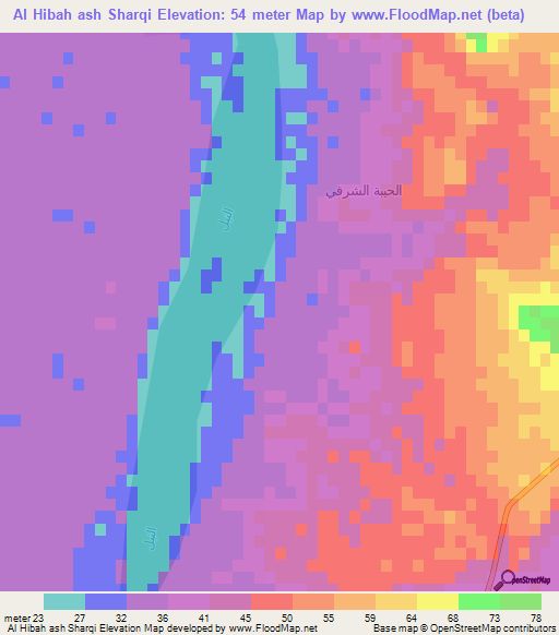 Al Hibah ash Sharqi,Egypt Elevation Map