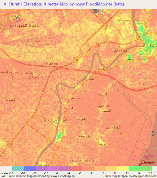 Al Hurani,Egypt Elevation Map