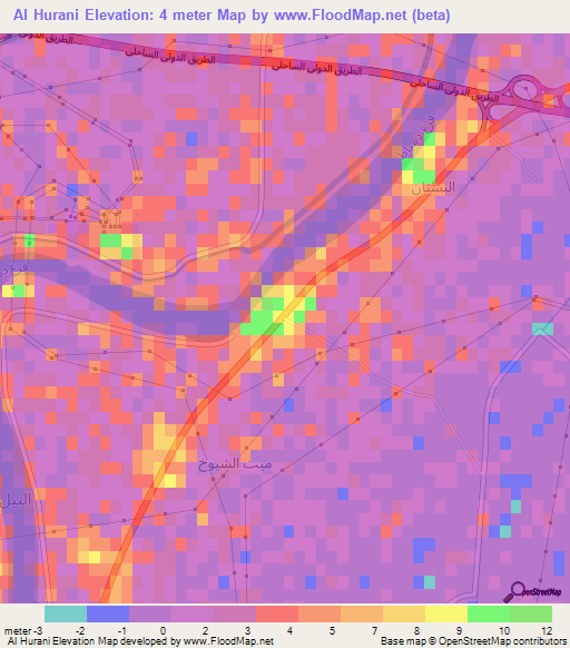 Al Hurani,Egypt Elevation Map