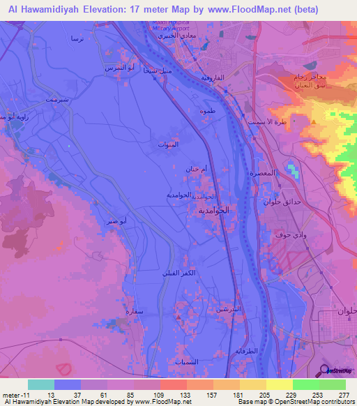 Al Hawamidiyah,Egypt Elevation Map