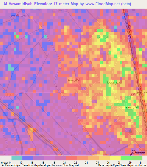 Al Hawamidiyah,Egypt Elevation Map