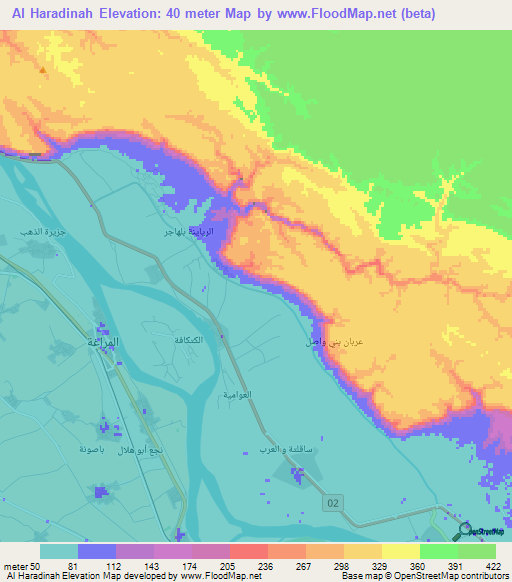 Al Haradinah,Egypt Elevation Map