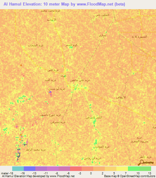 Al Hamul,Egypt Elevation Map