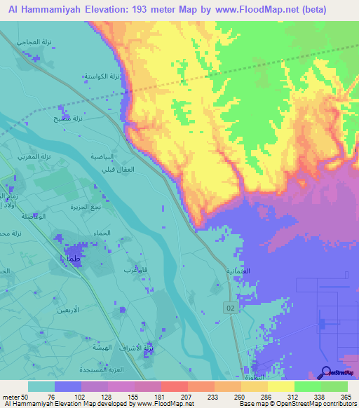 Al Hammamiyah,Egypt Elevation Map