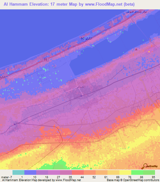 Al Hammam,Egypt Elevation Map