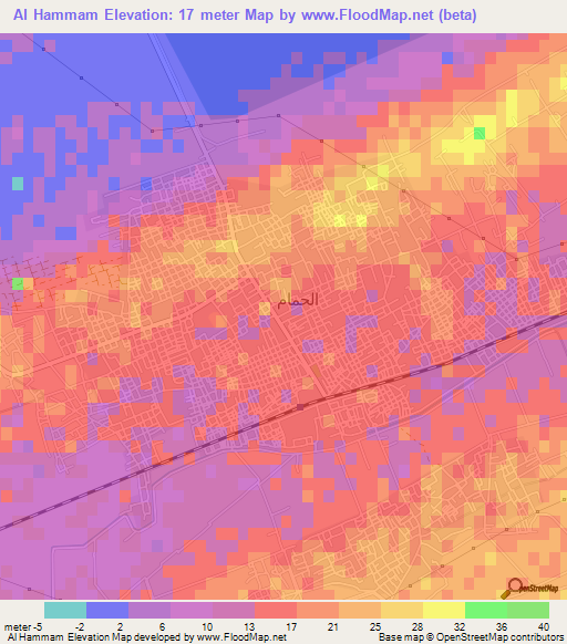 Al Hammam,Egypt Elevation Map