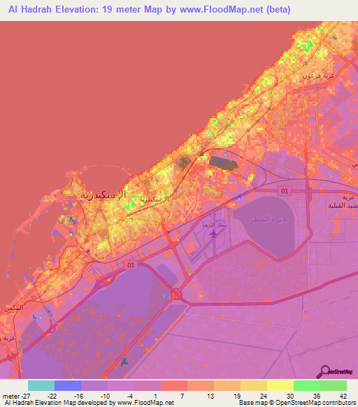 Al Hadrah,Egypt Elevation Map