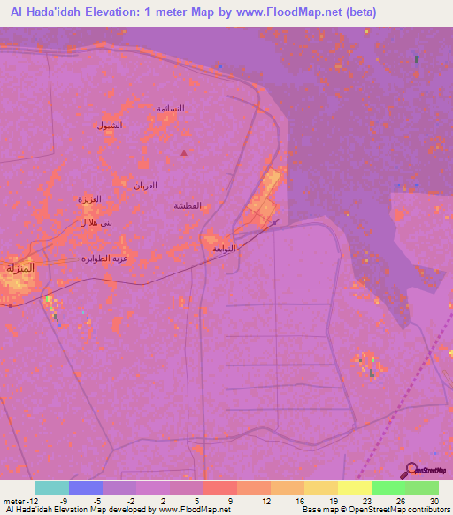 Al Hada'idah,Egypt Elevation Map