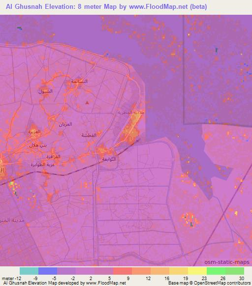 Al Ghusnah,Egypt Elevation Map