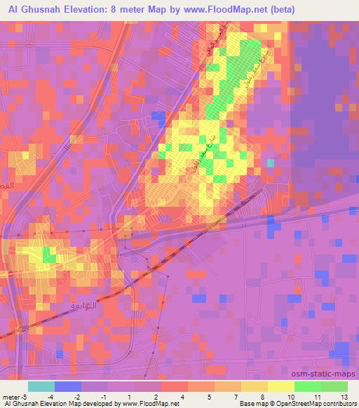 Al Ghusnah,Egypt Elevation Map