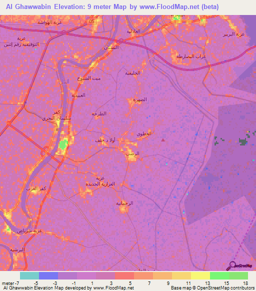 Al Ghawwabin,Egypt Elevation Map