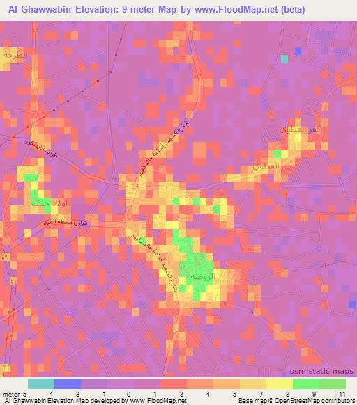 Al Ghawwabin,Egypt Elevation Map