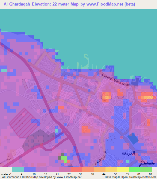 Al Ghardaqah,Egypt Elevation Map