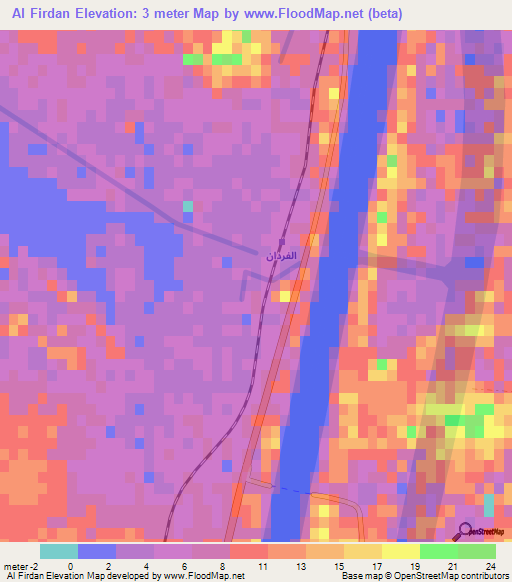 Al Firdan,Egypt Elevation Map