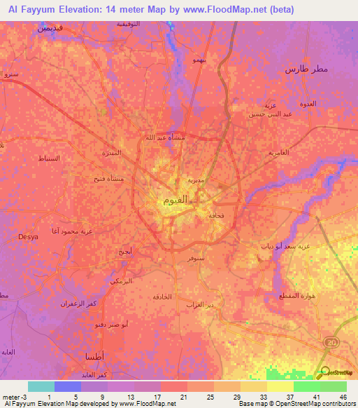 Al Fayyum,Egypt Elevation Map