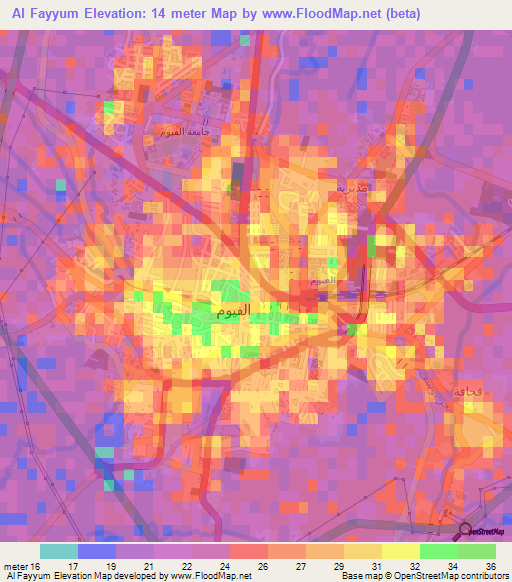 Al Fayyum,Egypt Elevation Map