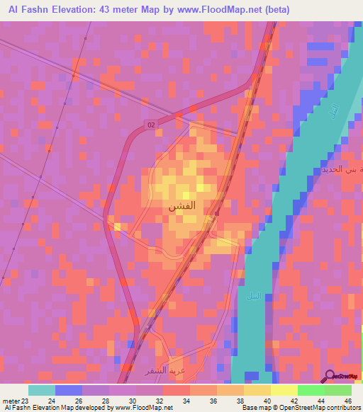 Al Fashn,Egypt Elevation Map