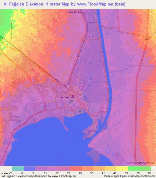 Al Fajjalah,Egypt Elevation Map