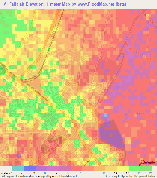Al Fajjalah,Egypt Elevation Map