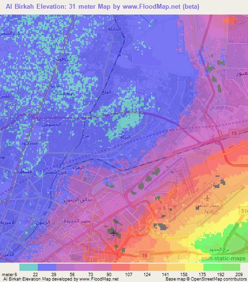 Al Birkah,Egypt Elevation Map