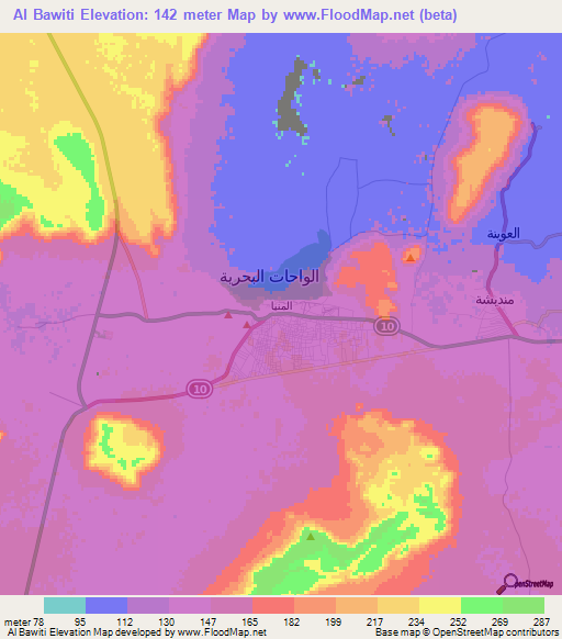 Al Bawiti,Egypt Elevation Map
